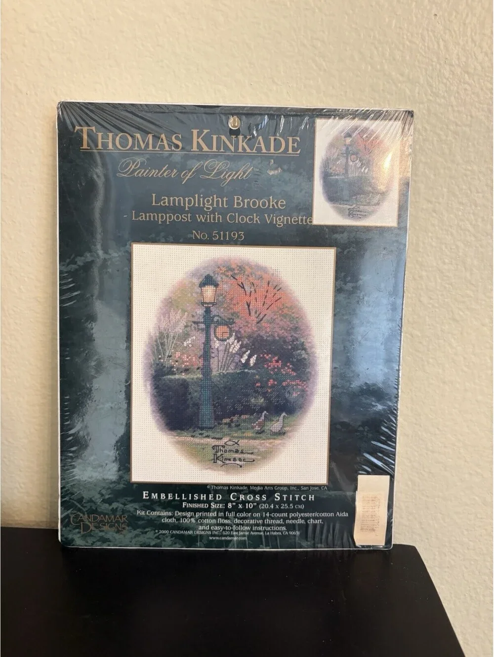 NEW Thomas Kinkade Lamplight Lamppost Clock Vignette Counted Cross Stitch